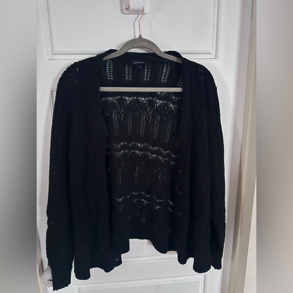 Torrid Black Open-Knit Cardigan